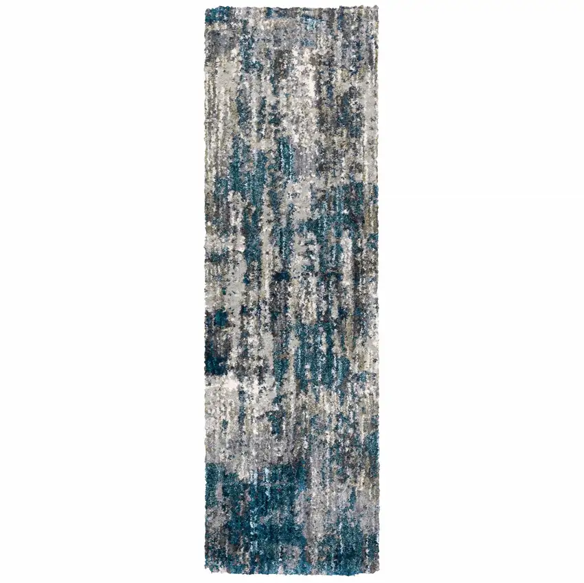 Grey and Blue Grey Skies Runner Rug Photo 1