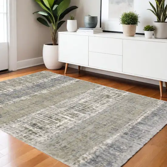 Grey And Ivory Abstract Lines Area Rug Photo 2