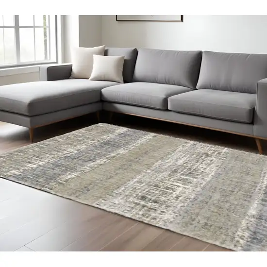 Grey And Ivory Abstract Lines Area Rug Photo 1