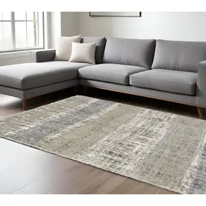 Photo of Grey and Ivory Abstract Lines  Area Rug