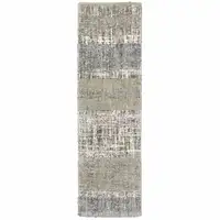 Photo of Grey and Ivory Abstract Lines Runner Rug