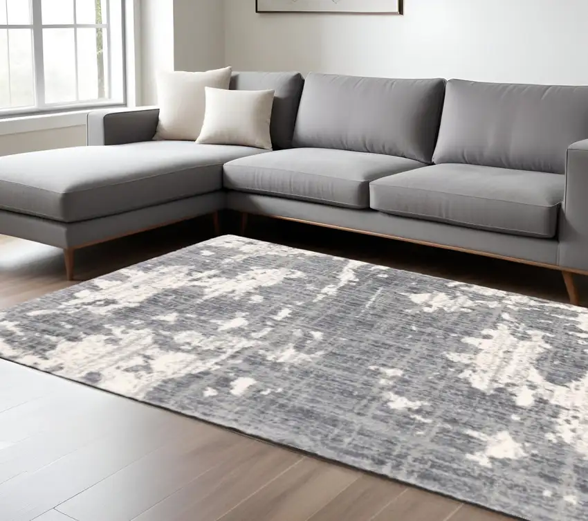 Grey And Ivory Grey Matter Area Rug Photo 1