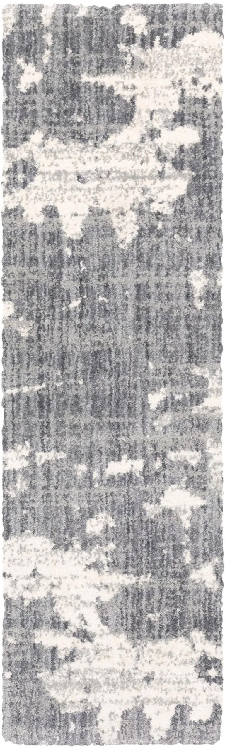 Grey and Ivory Grey Matter  Runner Rug Photo 5
