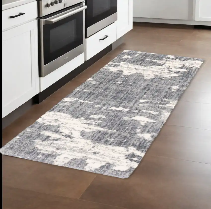 2' X 8' Grey And Ivory Grey Matter Runner Rug Photo 2