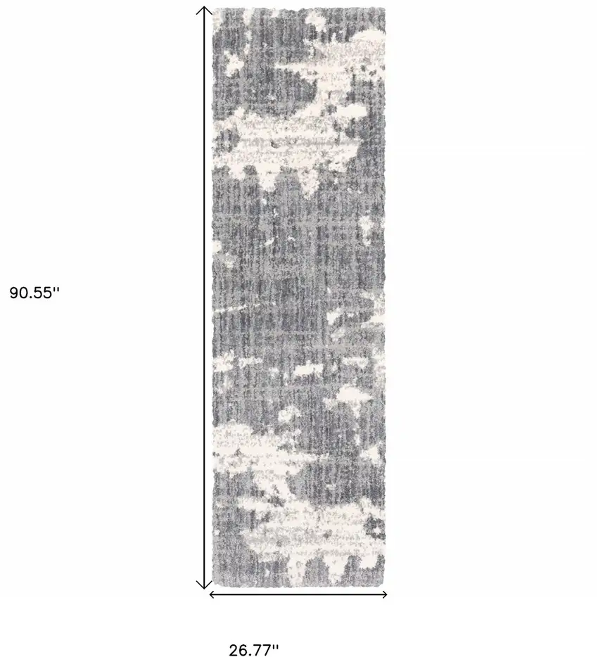 2' X 8' Grey And Ivory Grey Matter Runner Rug Photo 5