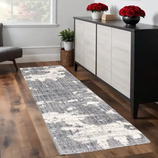 2' X 8' Grey And Ivory Grey Matter Runner Rug Photo 1