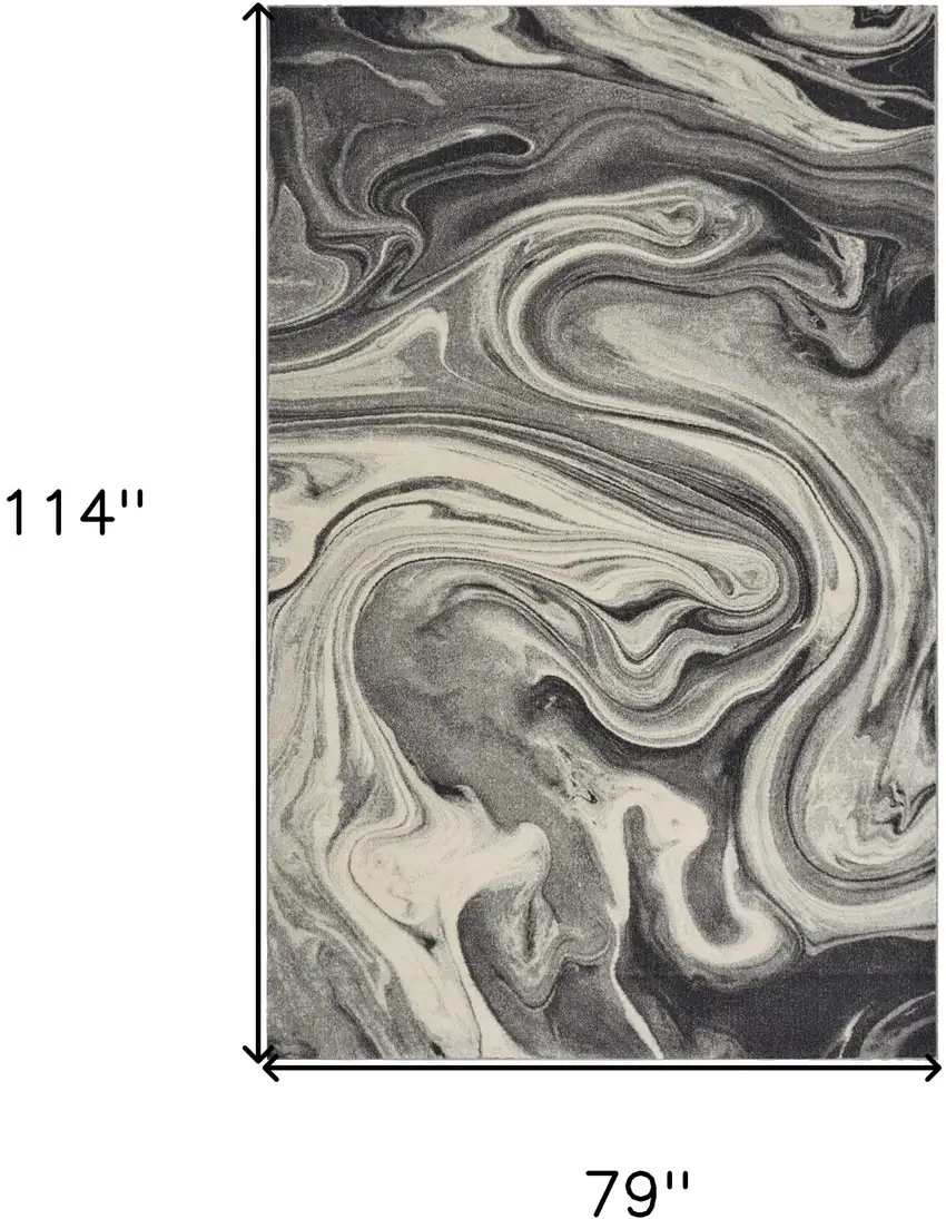 Grey Or Black Abstract Marble Design Indoor Area Rug Photo 3