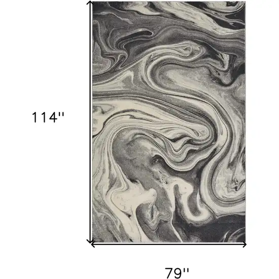 Grey Or Black Abstract Marble Design Indoor Area Rug Photo 3