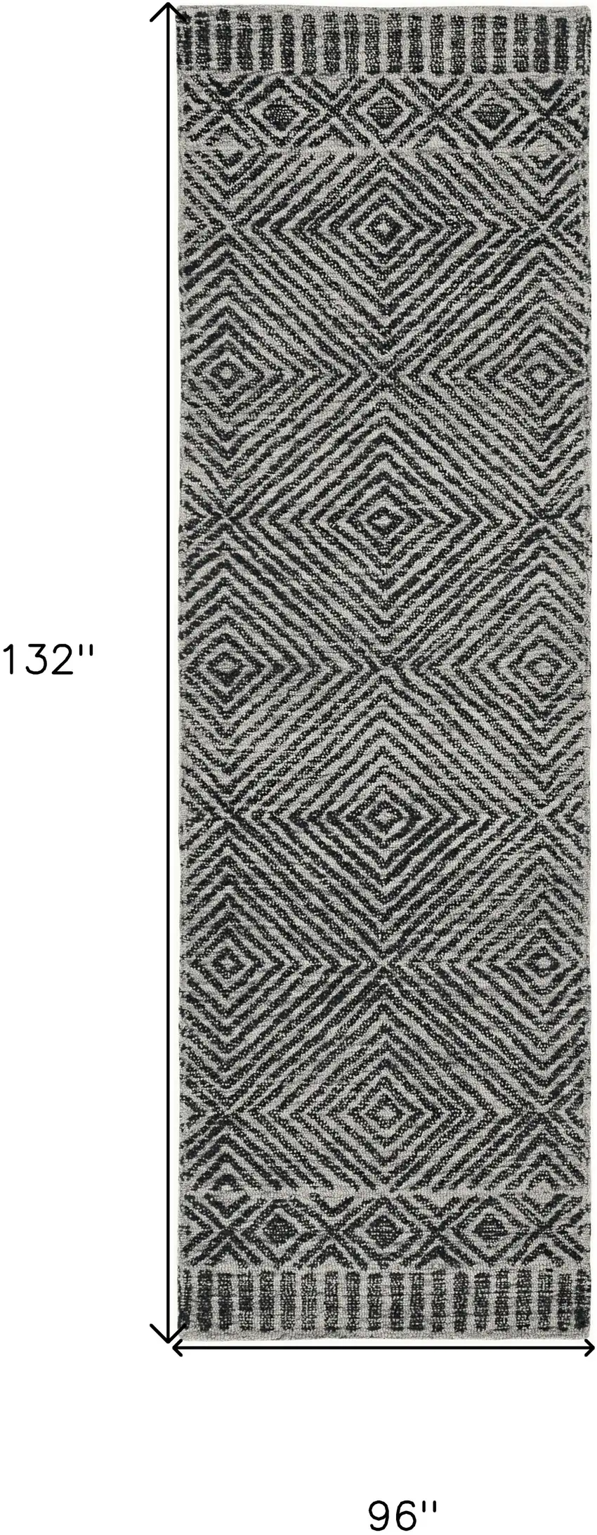 96 X 132 Grey Or  Black Wool Rug Photo 3