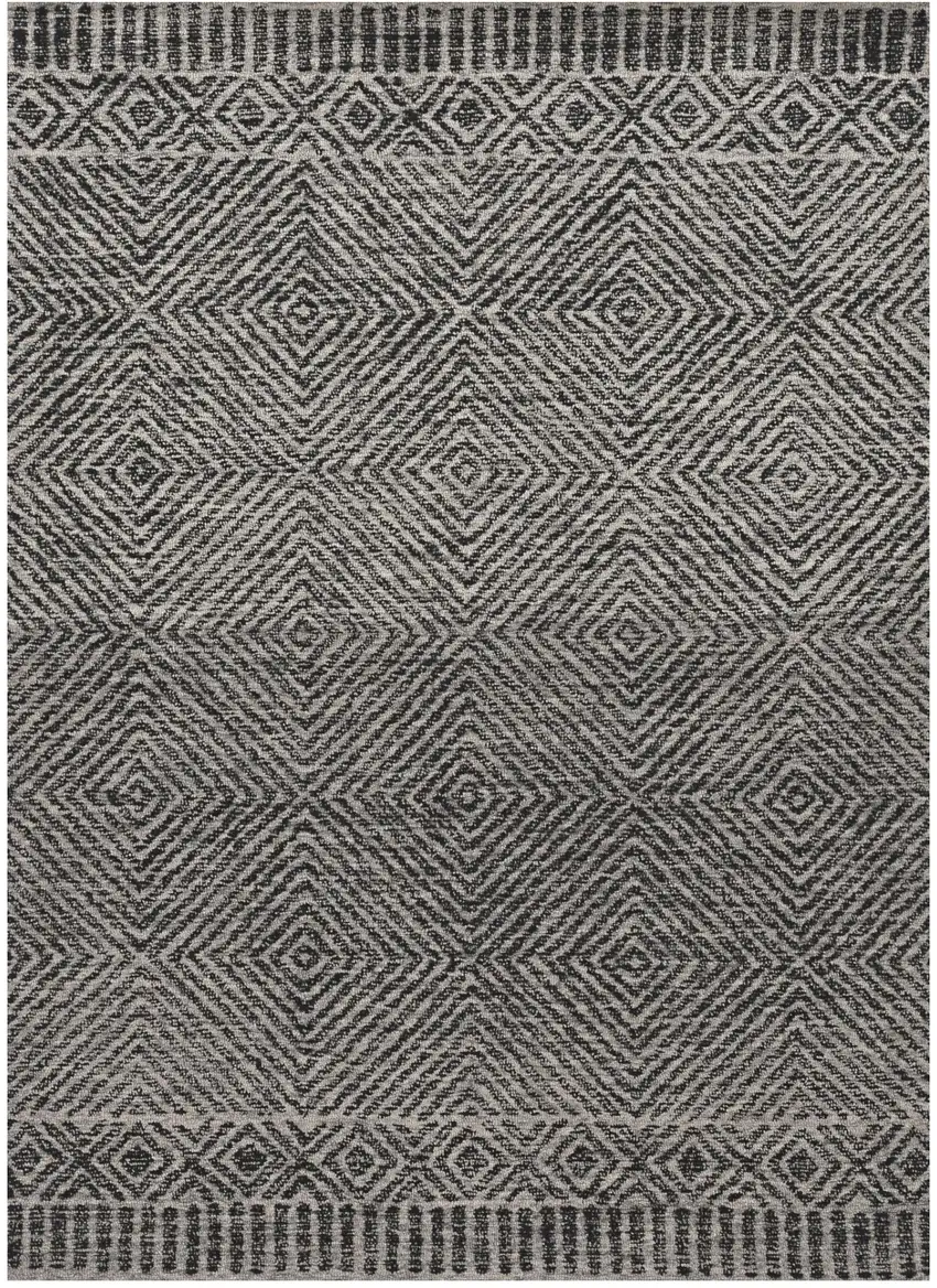 Gray And Black Wool Geometric Hand Tufted Area Rug Photo 1