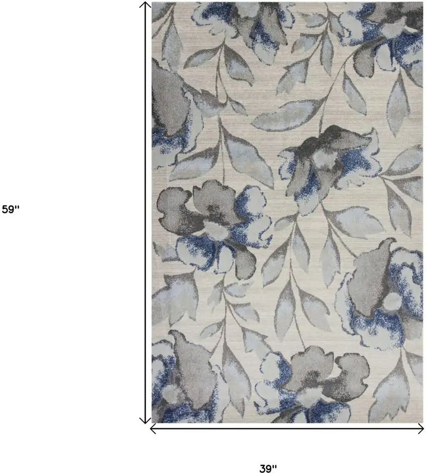 3'X5' Grey Or Blue Amira Polypropylene Area Rug Photo 3