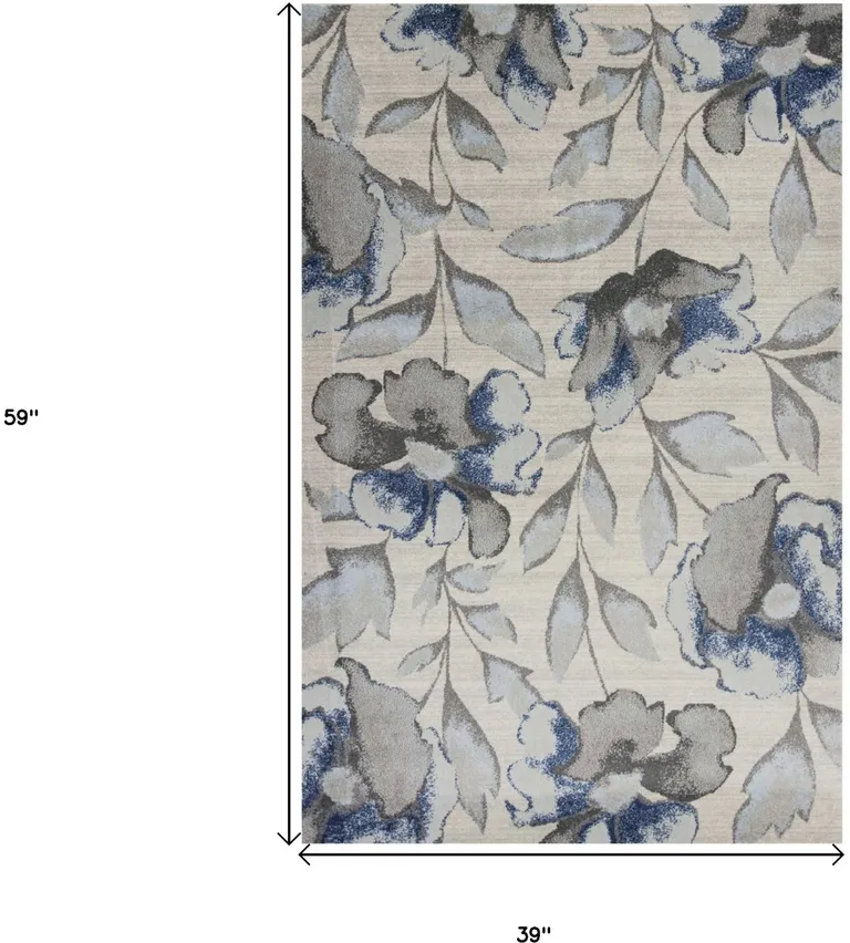 Grey or Blue Amira Polypropylene Area Rug Photo 4
