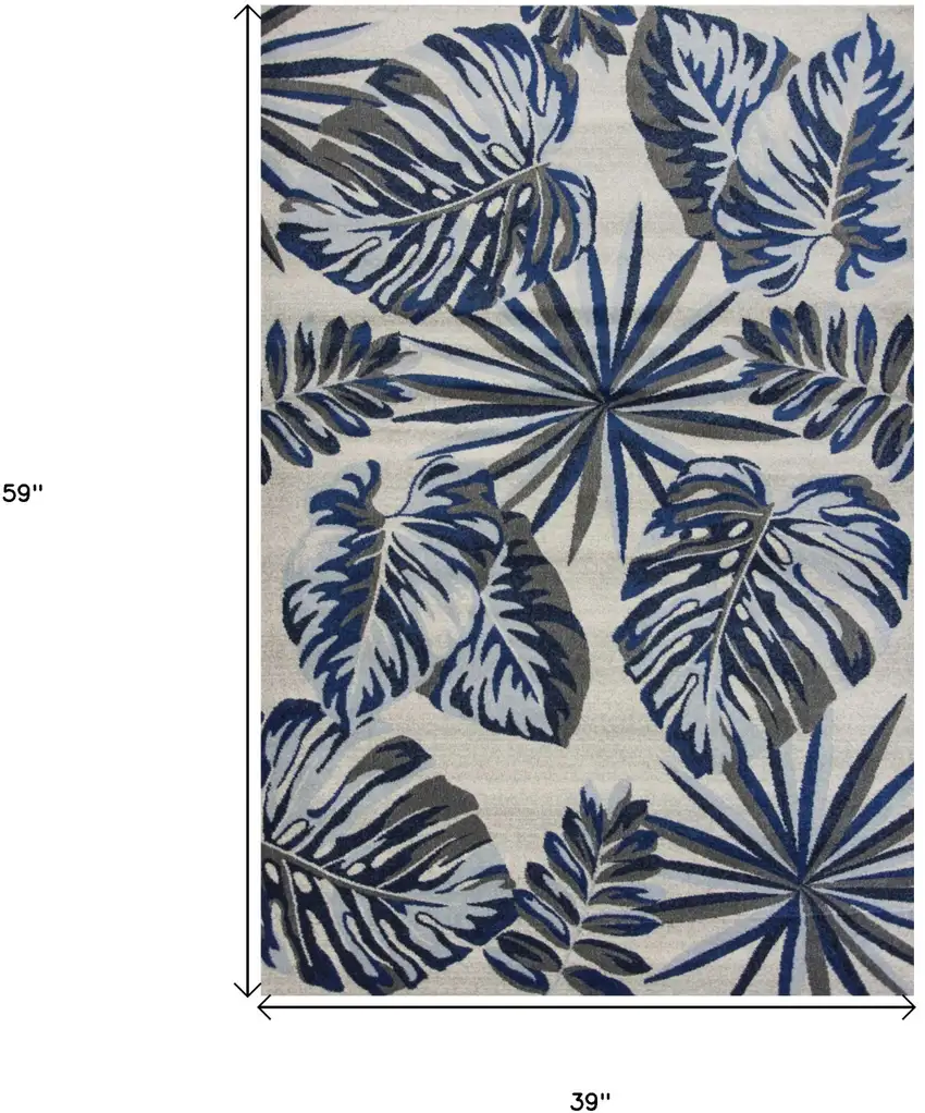 Grey Or Blue Leaves Area Rug Photo 3