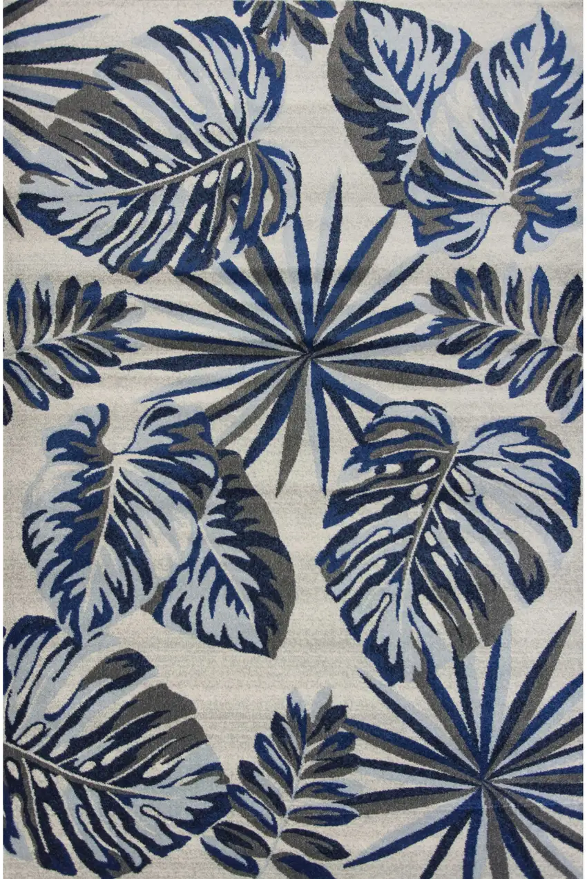 Grey Or Blue Leaves Area Rug Photo 2