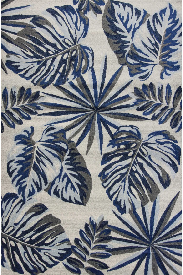 Grey or Blue Leaves Area Rug Photo 3