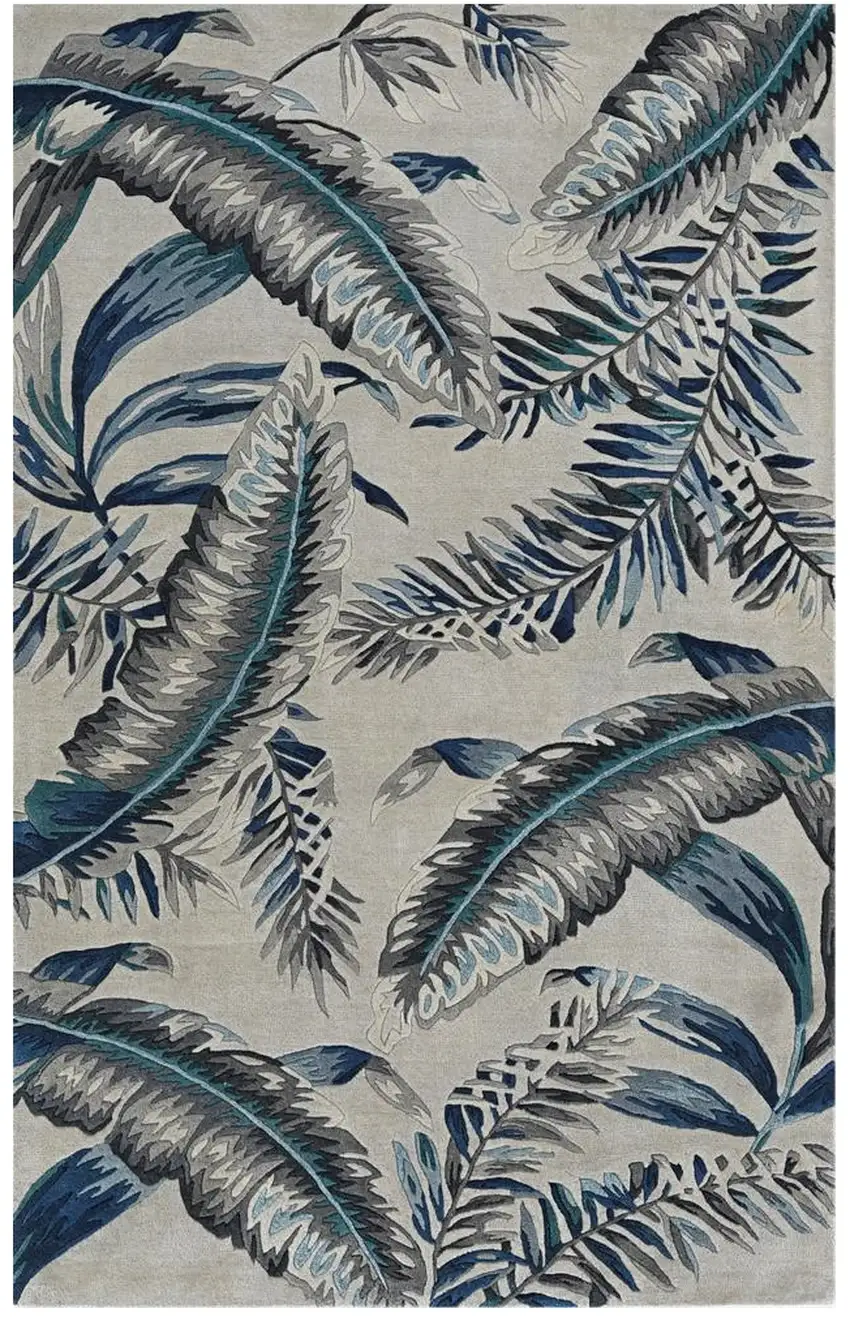 60 X 96 Grey Or  Blue Wool Rug Photo 2