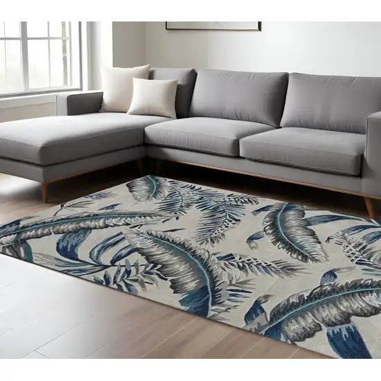 Blue and Gray Wool Hand Tufted Area Rug Photo 2