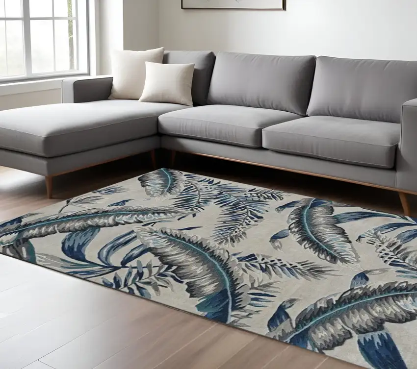 Blue and Gray Wool Hand Tufted Area Rug Photo 2