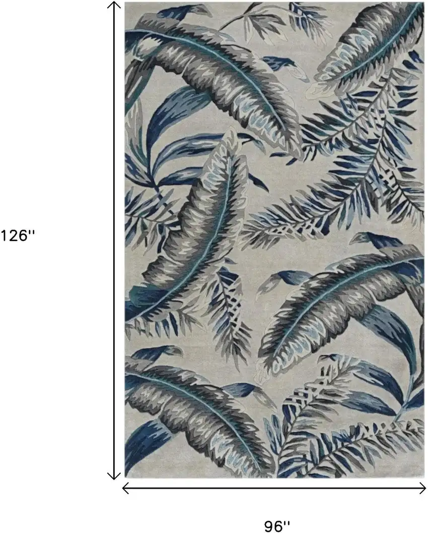 Blue and Gray Wool Hand Tufted Area Rug Photo 3