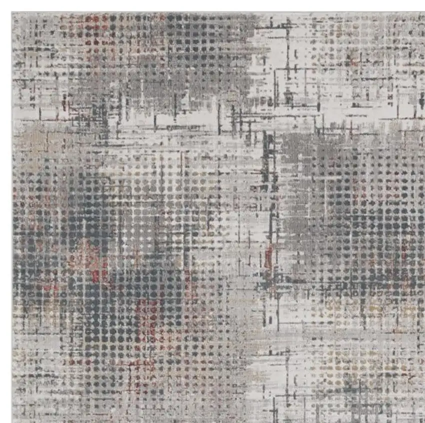 Ivory Gray and Gold Abstract Area Rug Photo 5