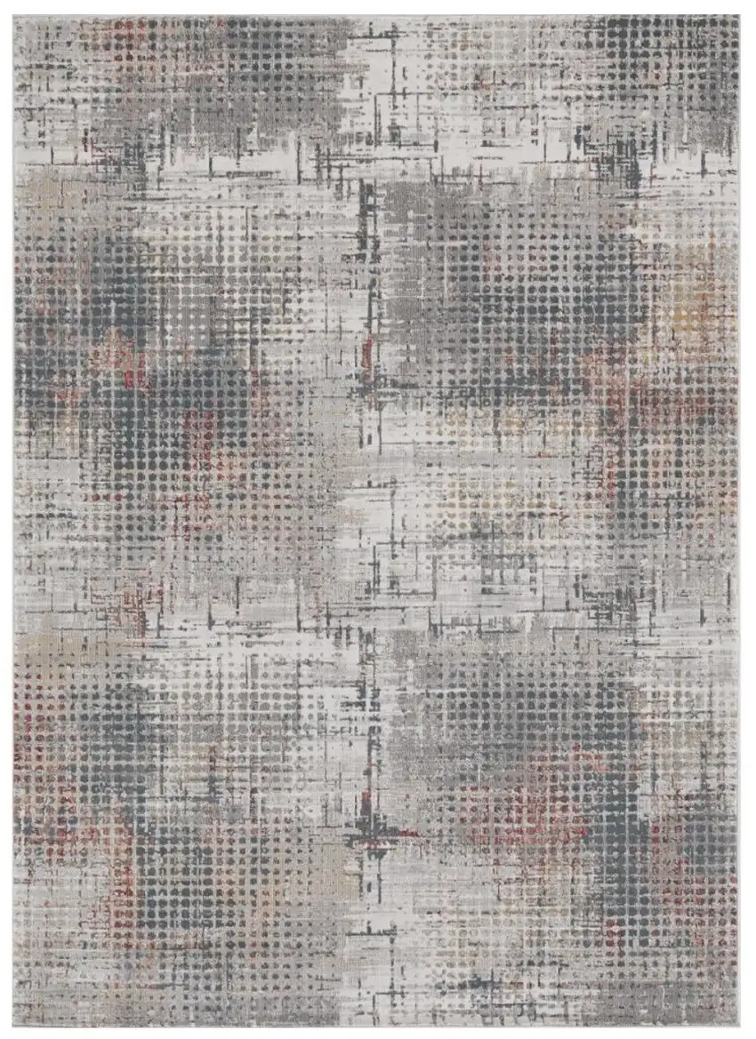 7' X 9' Grey Or Brick Abstract Design Indoor Area Rug Photo 2