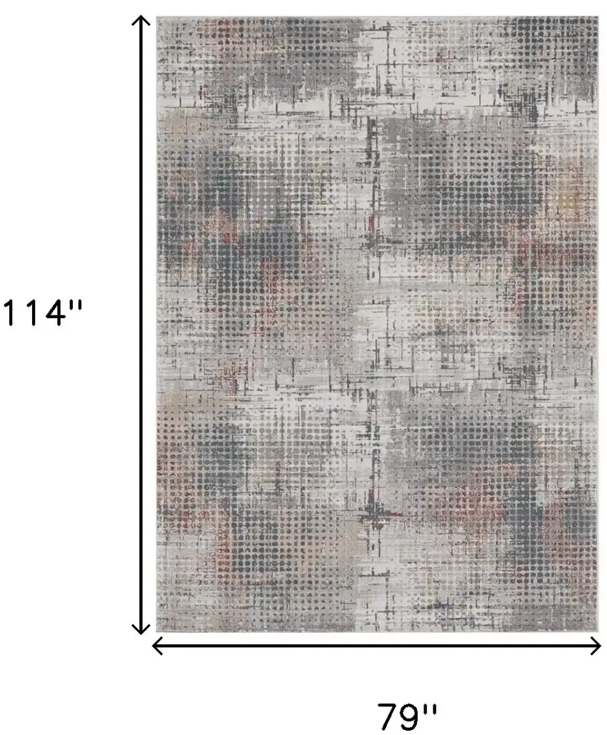 Ivory Gray and Gold Abstract Area Rug Photo 3