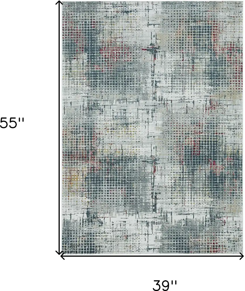 3' X 5' Grey Or  Brick Polypropylene And  Polyester Rug Photo 3