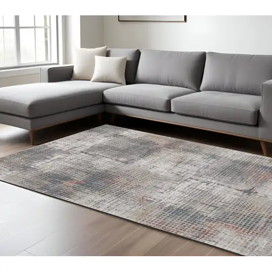 Ivory Gray And Gold Abstract Area Rug Photo 2