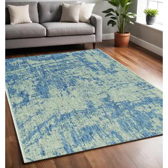 Green And Denim Blue Abstract Area Rug Photo 1