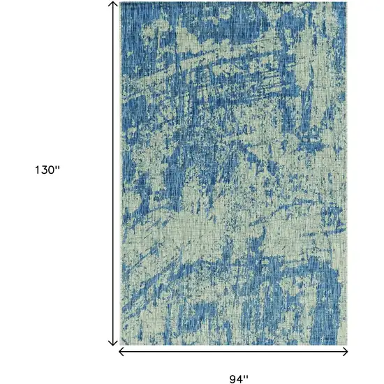 Green And Denim Blue Abstract Area Rug Photo 3