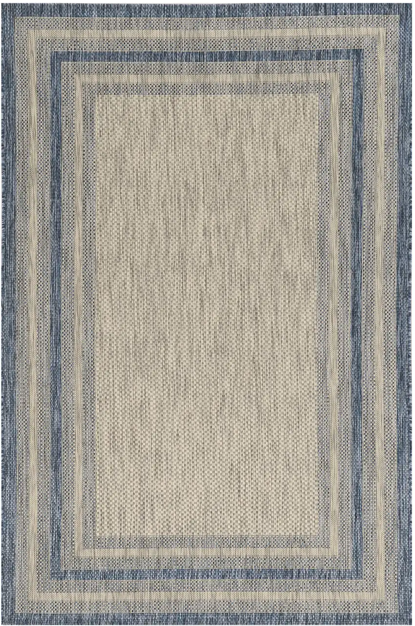 Grey or  Denim Bordered UV Treated Area Rug Photo 1