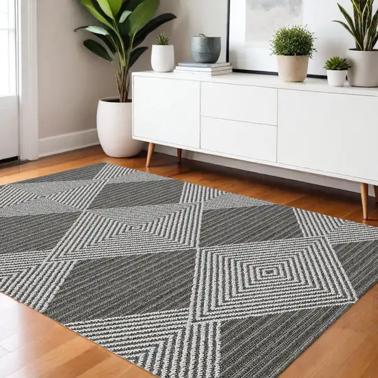 Gray And Ivory Geometric Area Rug Photo 1