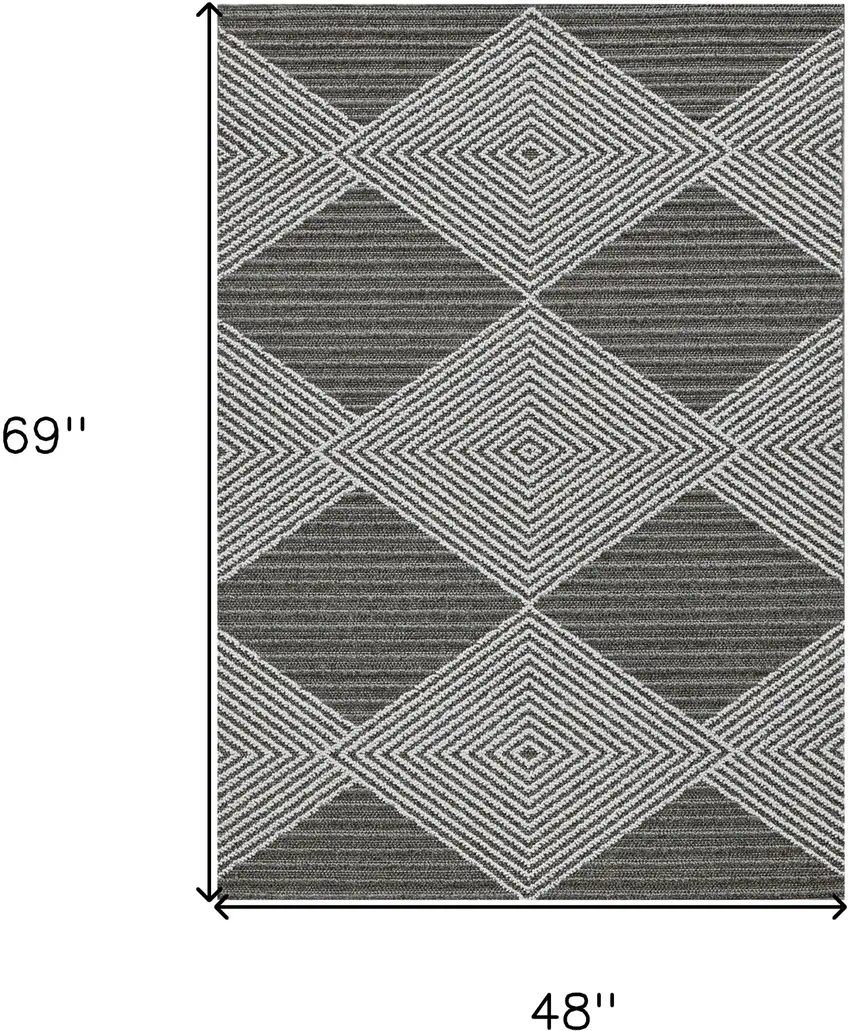 Gray and Ivory Geometric Area Rug Photo 3