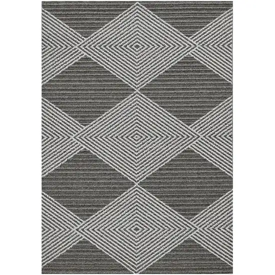 Grey Or Ivory Geometric Diamond Area Rug Photo 2