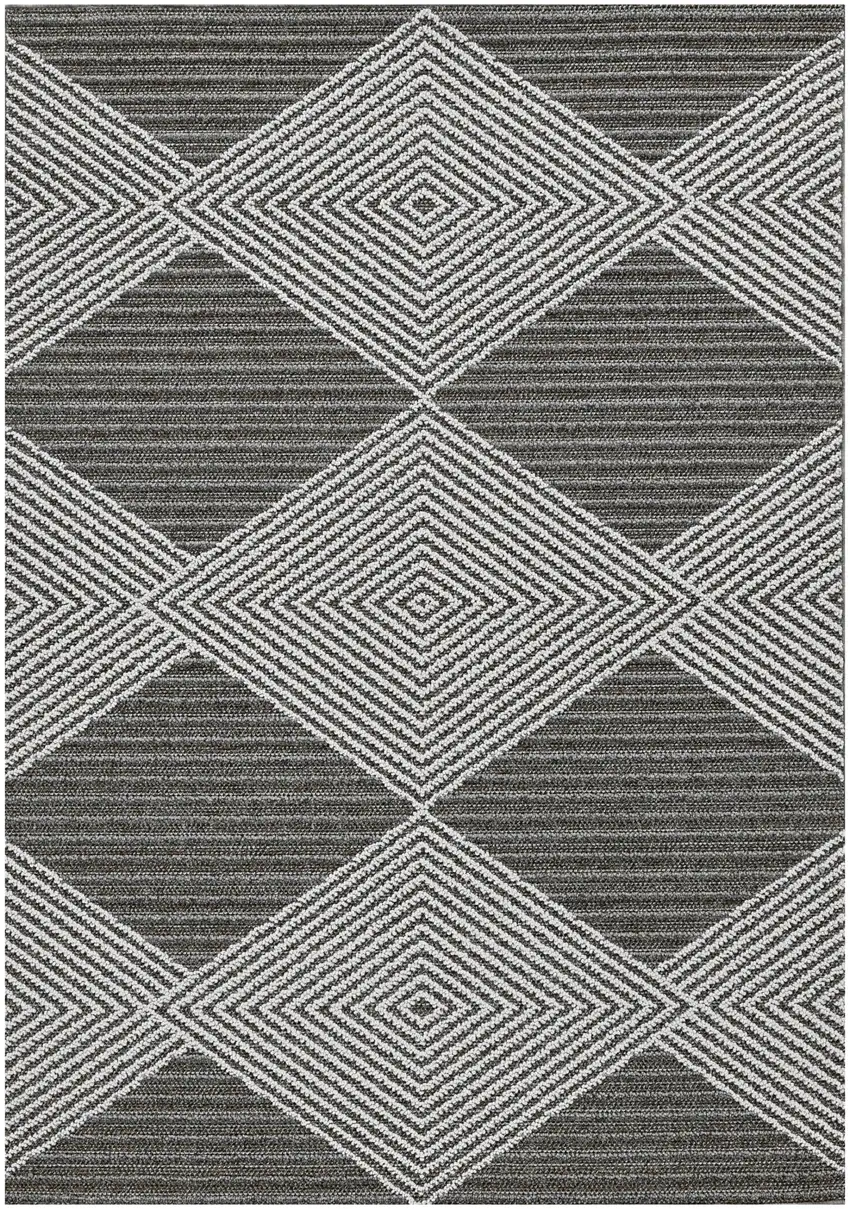 Grey Or Ivory Geometric Diamond Area Rug Photo 2