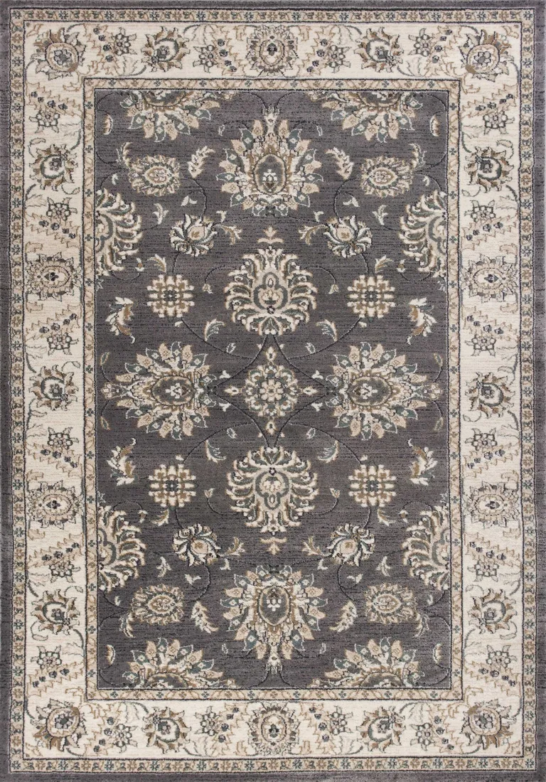 Grey or Ivory Polypropylene Area Rug Photo 1