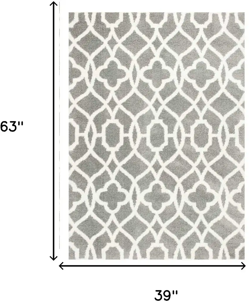 Grey Or Ivory Vintage Pattern Area Rug Photo 3