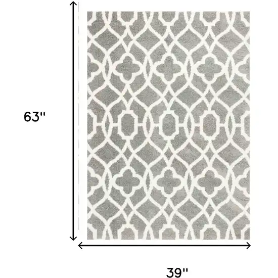 Grey Or Ivory Vintage Pattern Area Rug Photo 3