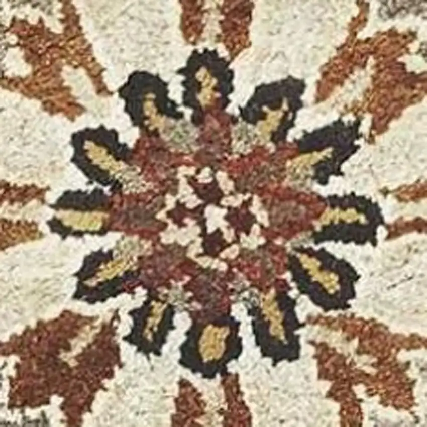 7' Gray Brown And Ivory Wool Floral Medallion Hand Tufted Runner Rug Photo 4