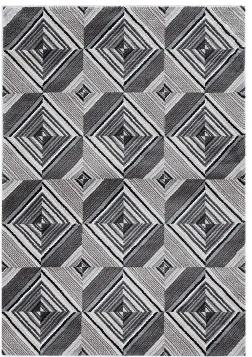 Grey Or Mocha Geometric Tiles Rug Photo 2