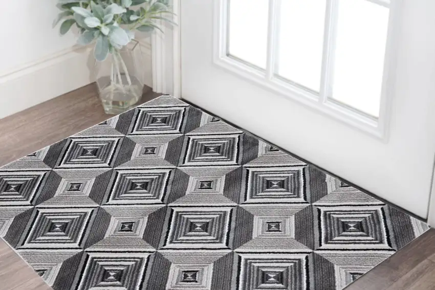 Grey Or Mocha Geometric Tiles Rug Photo 1