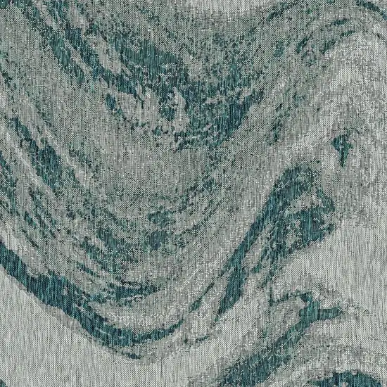Grey Or Teal Abstract Waves Rug Photo 4