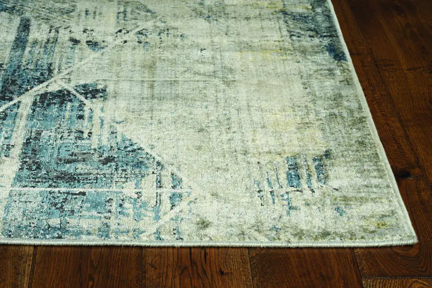 Greyor Blue Polyester Or  Viscose Rug Photo 5