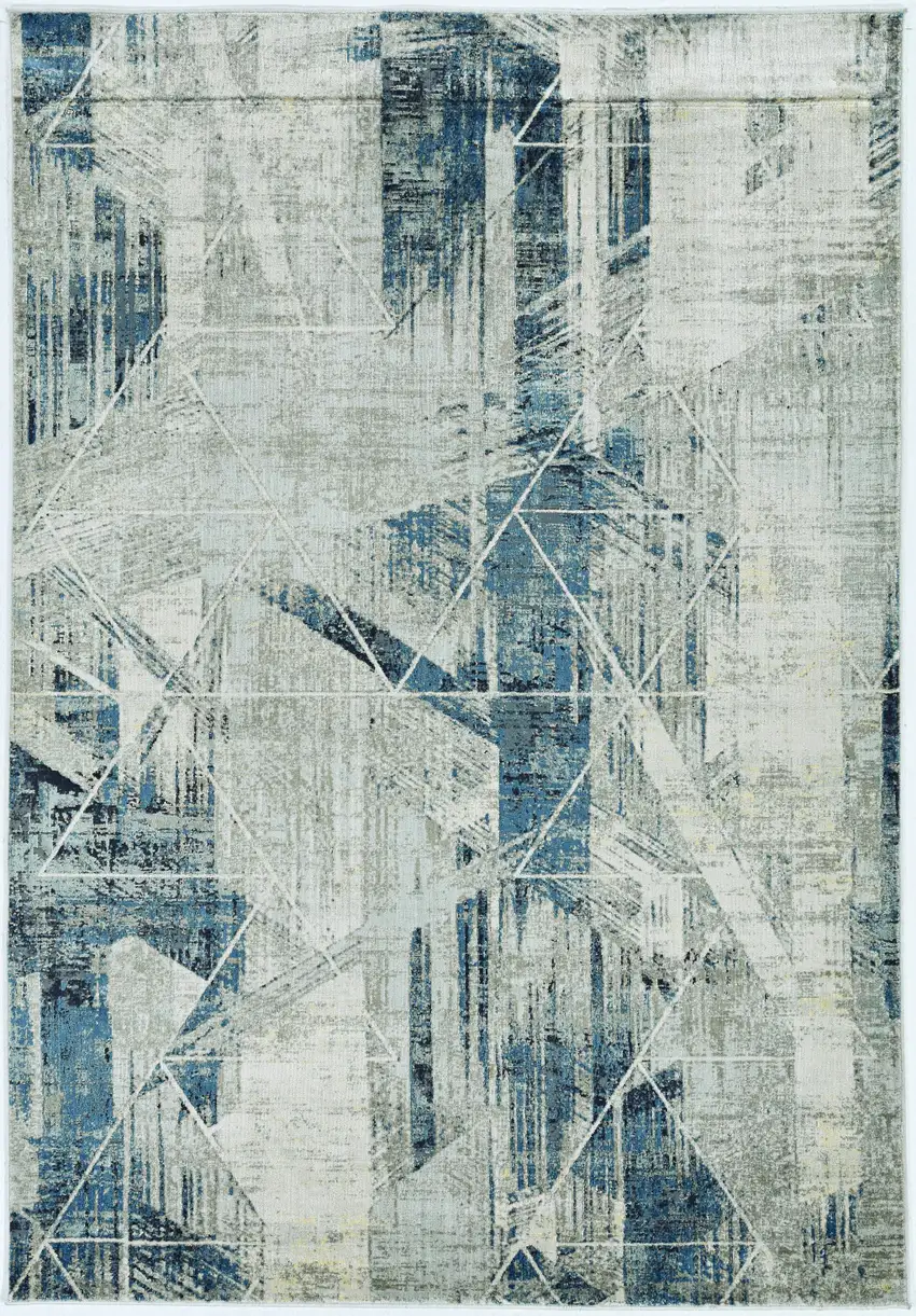 Greyor Blue Polyester Or  Viscose Rug Photo 3