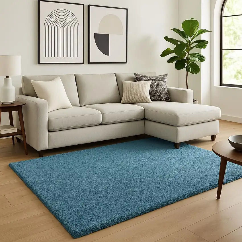 Blue Shag Hand Woven Area Rug Photo 1