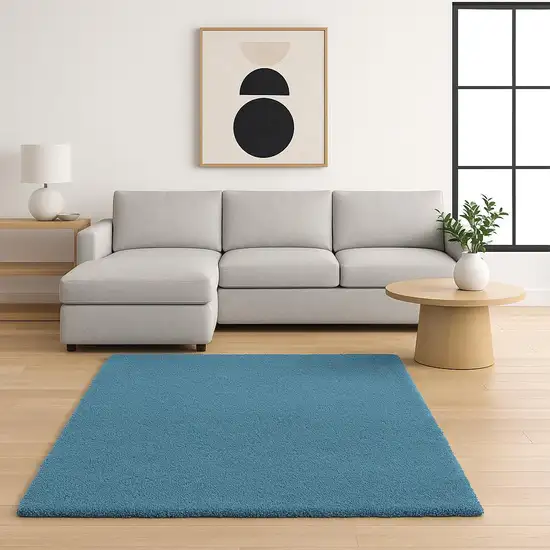 Blue Shag Hand Woven Area Rug Photo 1