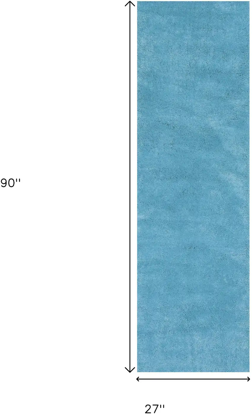 8' Blue Hand Woven Runner Rug Photo 4