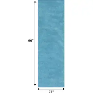 Photo of Highlighter Blue Indoor Shag Runner Rug