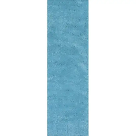 8' Blue Hand Woven Runner Rug Photo 2