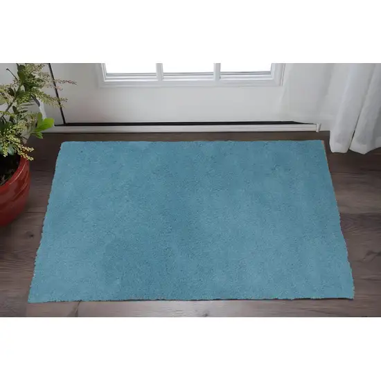 Blue Shag Hand Woven Area Rug Photo 1